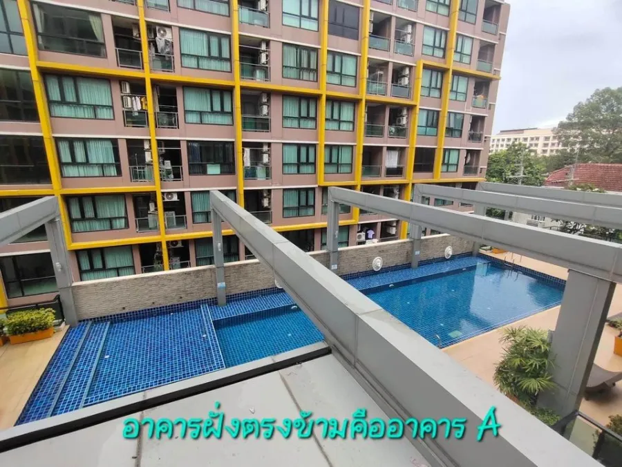 Condo for sale, The Cube Plus Chaengwattana, kitchen separated into privacy. Swimming pool view Hurry and own it now.