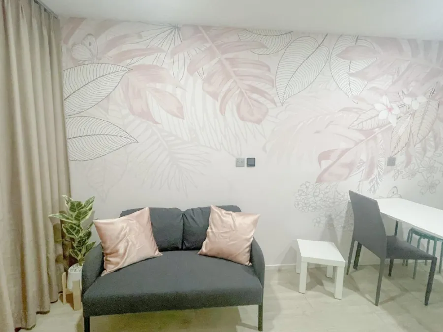Condo for rent, Atmoz Ladprao 71, nice decorated room Install wallpaper in the whole room and get the best price. Book now.