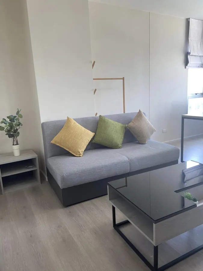 For rent, D Condo, Campus Dome, Rangsit, Phase 3, corner room, fully furnished, livable, hurry up and book now.