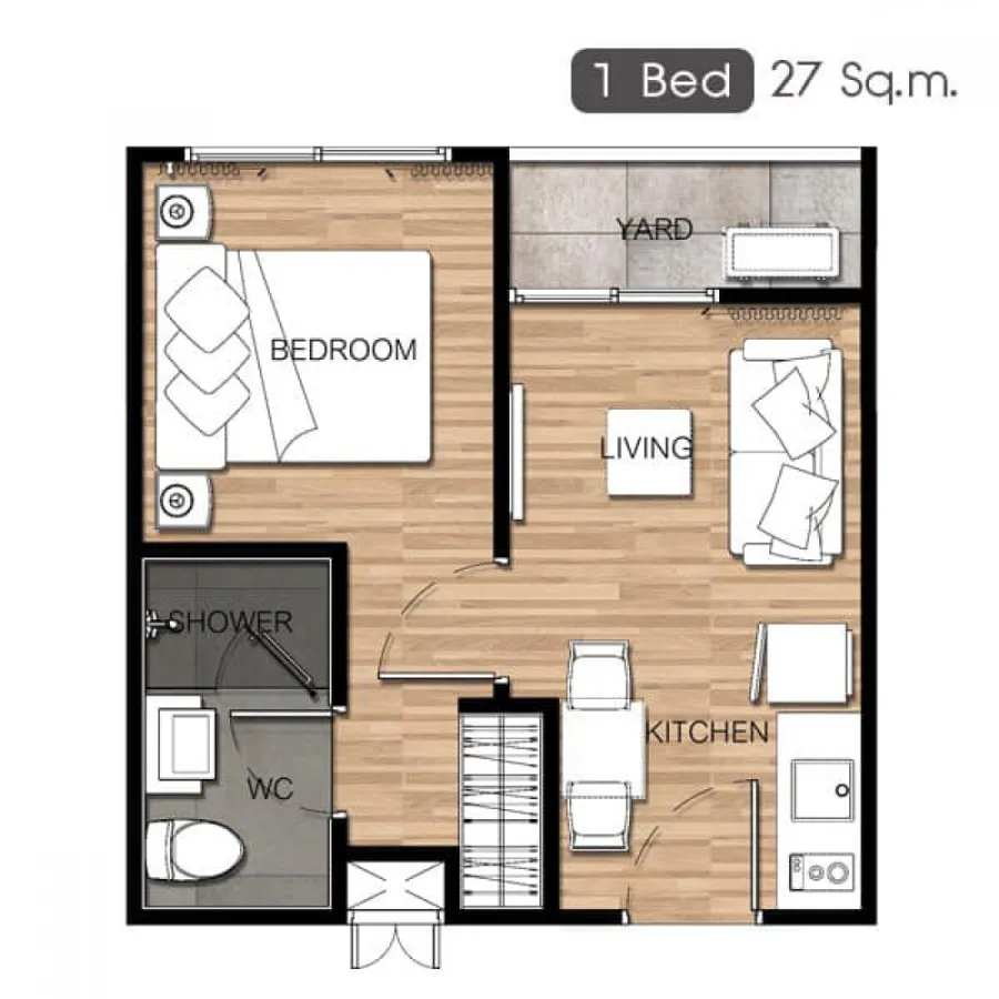 For rent, Grand Condo Wutthakat 53, beautiful room, fully furnished, pool view, book now!!