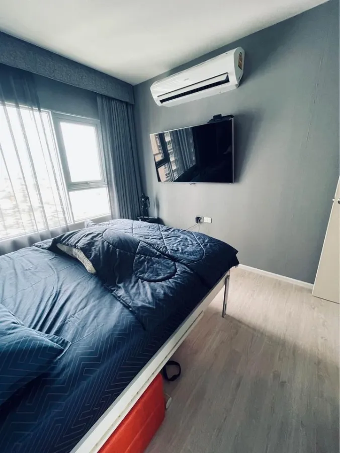 For rent, Aspire Sathorn-Tha Phra, 22nd floor, corner room, quiet, room decorated in modern style, very livable, don't make a mistake booking.