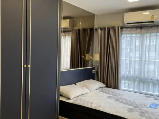 For rent, Plum Condo Rangsit Alive Phase 2, 5th floor, Building A, pool view, beautiful room, nice to live in. Hurry and reserve now. Don't wait.