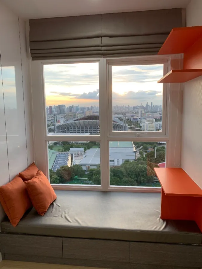 Condo for rent, Supalai Veranda Ramkhamhaeng, beautiful room, high floor, stadium view, fully furnished, ready to move in. Book now!
