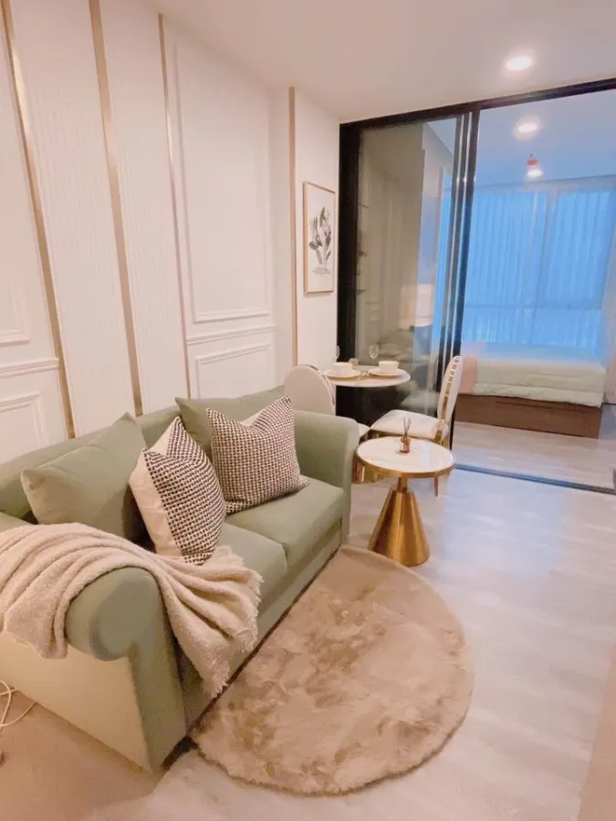 For rent: The Origin Ladprao-Bangkapi, 16th floor, pool view, built-in walls throughout the room, extremely beautiful, fully furnished, all in one pla