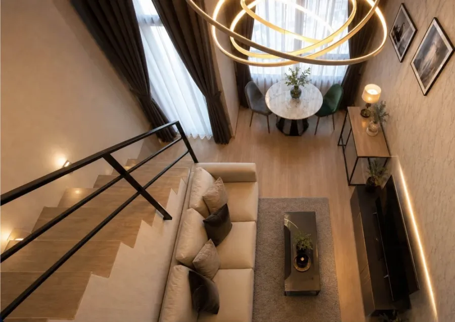For rent: Ideo New Rama 9 Duplex studio, 21st floor, North facing. Fully furnished with appliances, ready to move in.