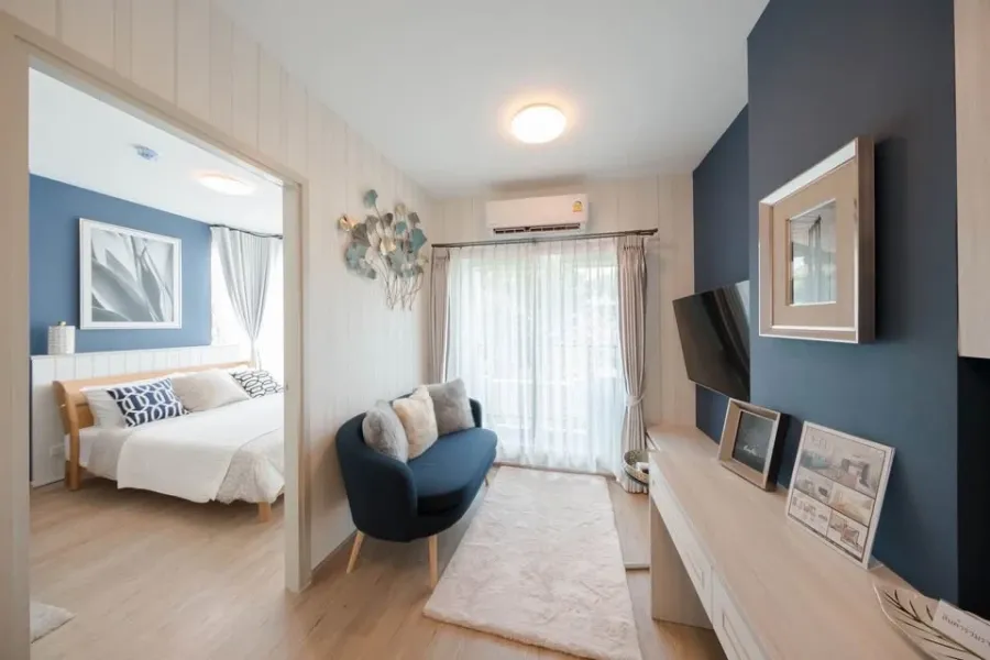 For rent!! Feel Condo Lat Phrao 122, 2nd floor, Building B, fully furnished, just bring your bags and move in. Don't miss out!!