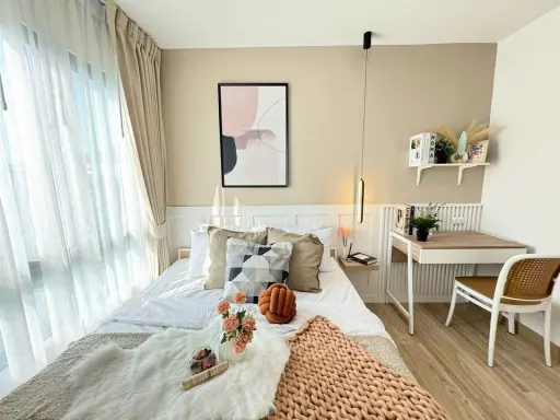 For sale: I Condo Sukhumvit 105, minimalist room, minimalist style, very nice bedroom, minimalist style, reserve now, don't miss it.
