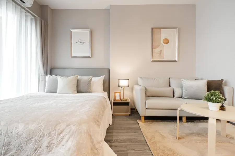 Condo Ideo Q Chula-Samyan, 24th floor, good view, decorated room, very nice to sleep, minimalist, very minimal, good like this, book now.