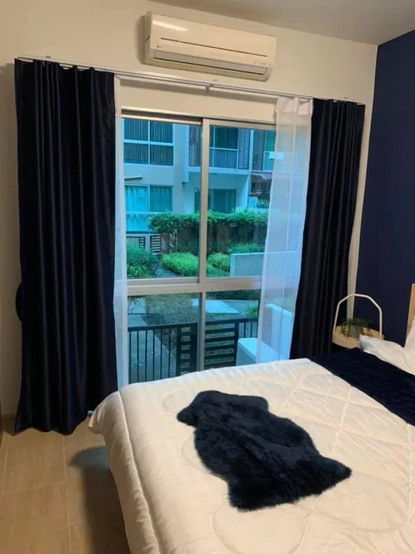 Condo for rent, A Space Sukhumvit 77, newly decorated room, very beautiful Fully furnished There is an area in front of the room, urgently book.