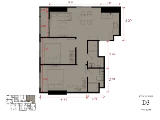 Down payment sale, Cobb Ratchada-Rama 9, large corner room, beautiful layout, free furniture, swimming pool view, don't delay.