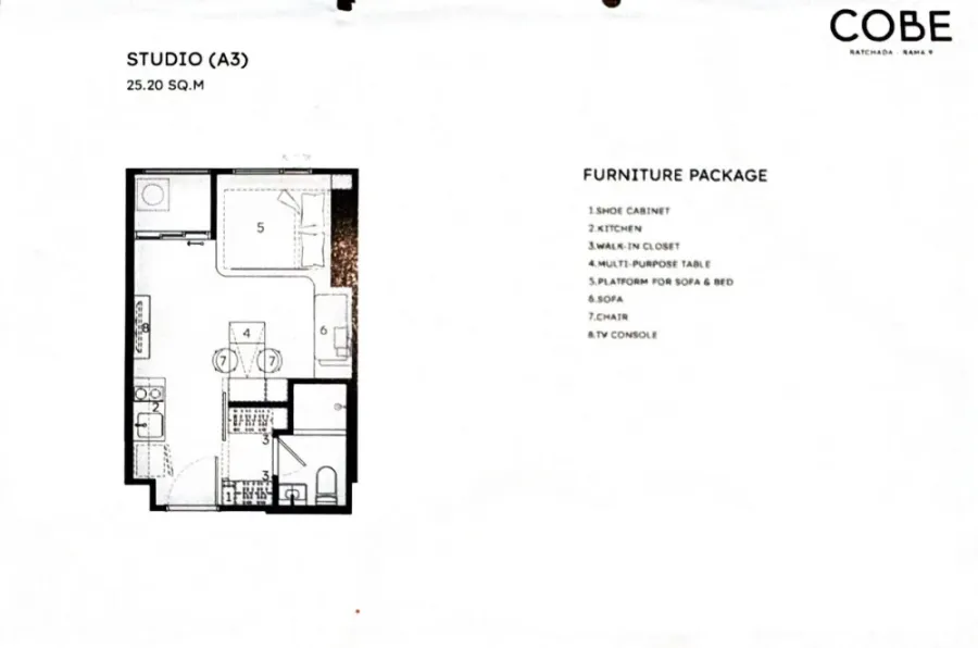 Selling down payment for COBE Ratchada Rama 9, a nice room, good location, comes with a great common area, don't miss it.