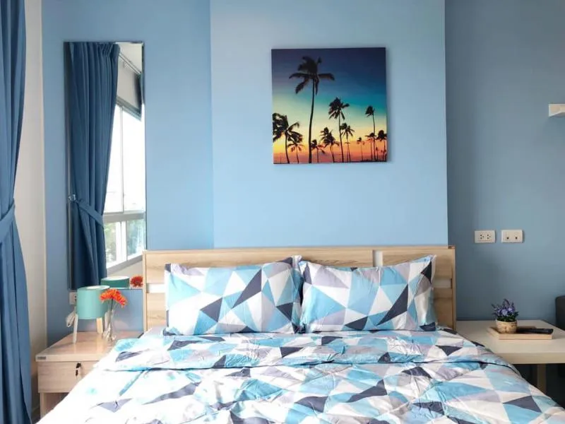 For rent, Lumpini Park Petchkasem 98, Studio 23 sq.m., Building D, 6th floor, fully furnished, blue room, clean, very nice