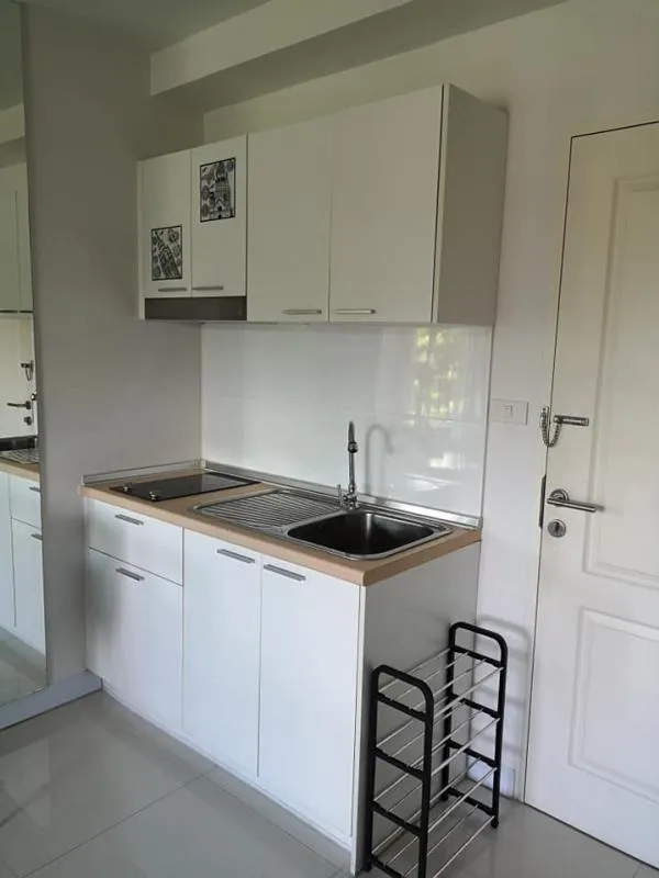 Condo for rent, Summer Garden Chaengwattana 19, purple-white tone room, super bright Come on, don't miss it