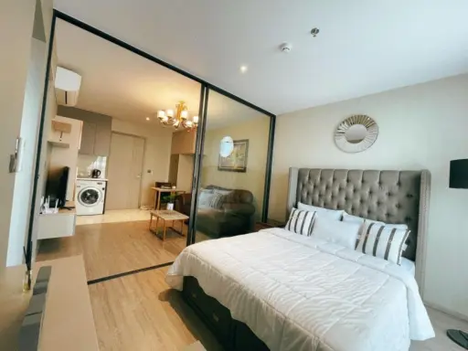 For sale, for rent, Rhythm Ekkamai, 10th floor, Park Lane view, fully furnished room, ready to move in, reserve now, don't wait, hurry!