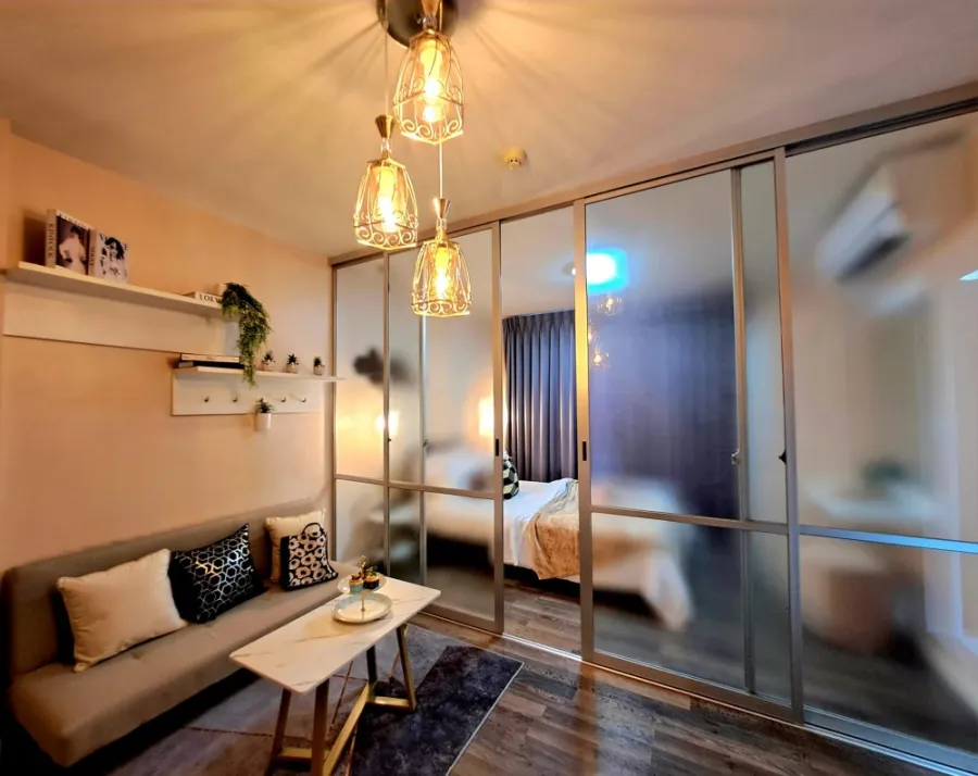 For rent, D Condo Sukhumvit 109, Buit-In furniture, the whole room, decorated in a bang, not booking is extremely missed.