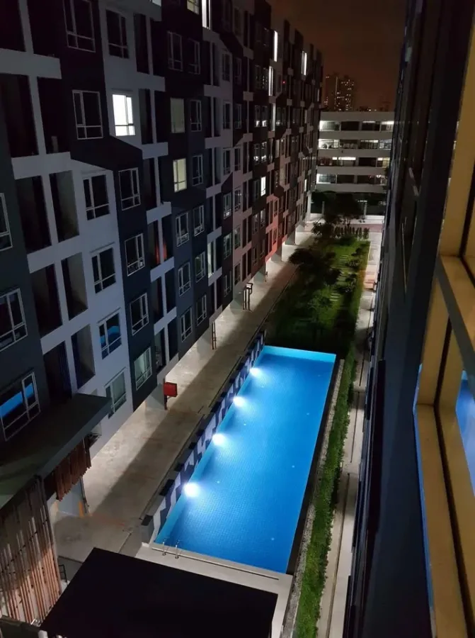 For rent, Regent Home Sukhumvit 81, size 28 sqm., 6th floor, private corner room, open view, peaceful like this, must book