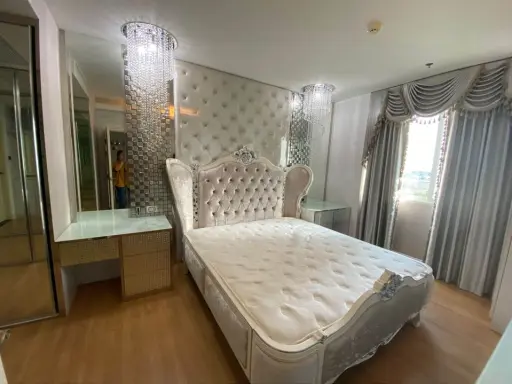 For rent, Supalai Wellington, 2nd floor, 7th floor, very spacious room. The big bed was very comfortable. Elegantly decorated, book now.