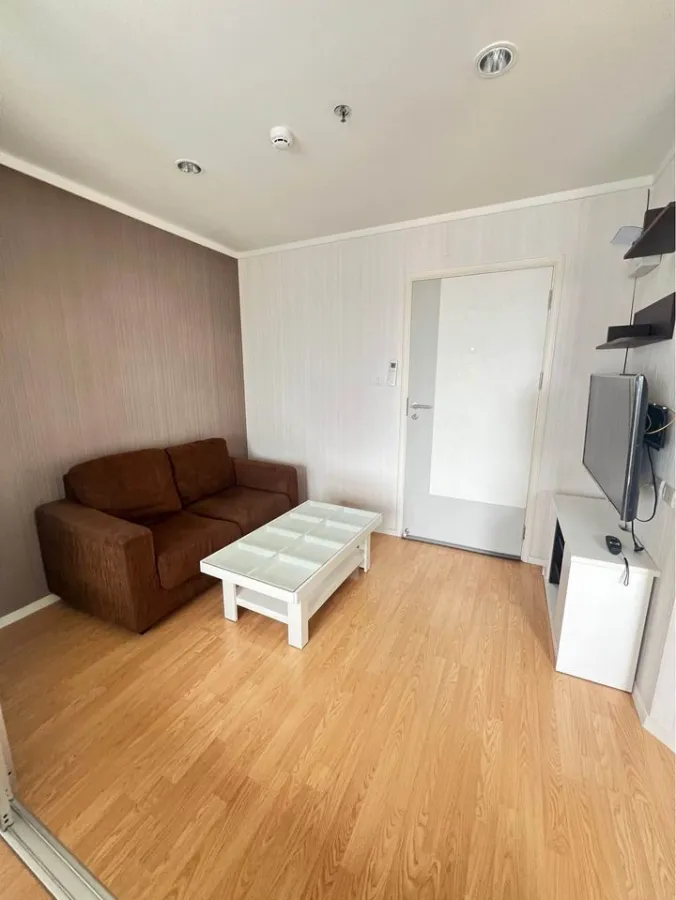 For sale, for rent, Lumpini Place Srinakarin-Hua Mak Station, simply decorated, fully furnished, shady garden view, hurry and book now.