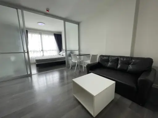 For rent: DCondo Campus Resort Rangsit Phase 1, front end, close to the road, fully furnished, double spring mattress to reduce back pain, don't miss