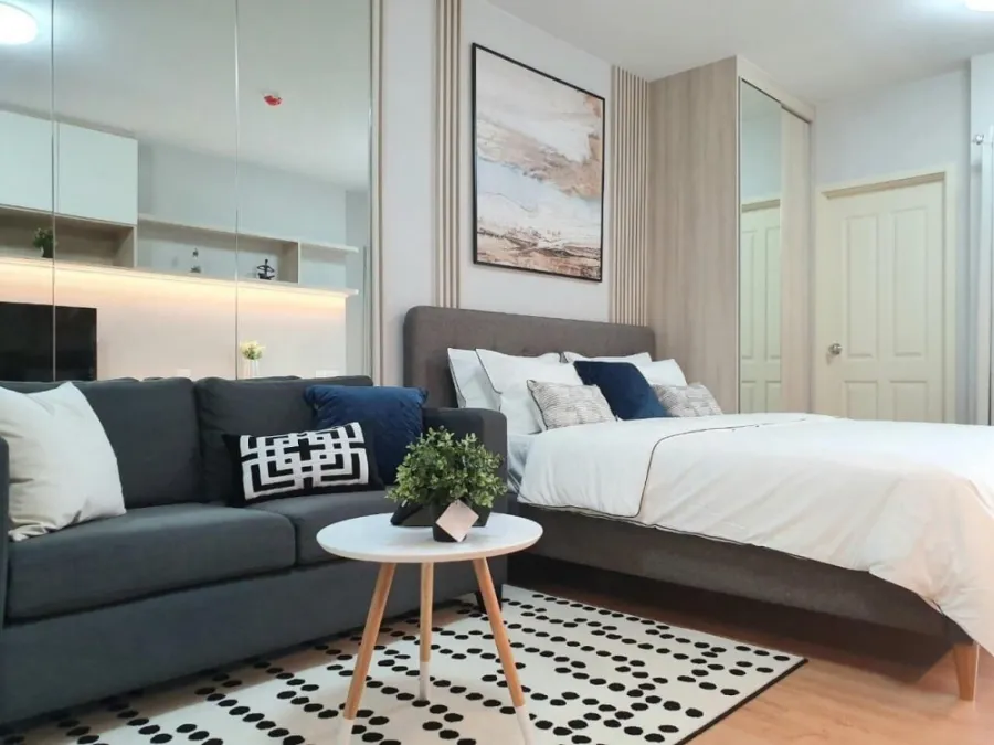 For rent Supalai Vista, Pak Kret Intersection, beautiful room, 12th floor, pool view Drag a nice bag and walk in.