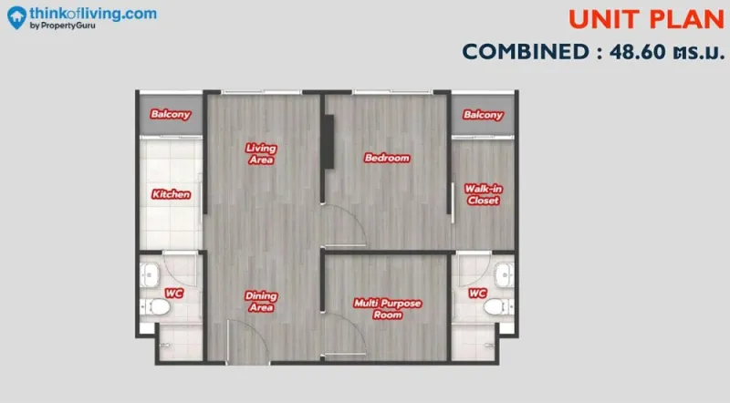 ขายดาวน์ ดิ ออริจิ้น บางแค ห้อง Combined พื้นที่กว้างขวาง ทิศเหนือ เย็นสบาย ไม่ร้อน น่าจองสุดๆ