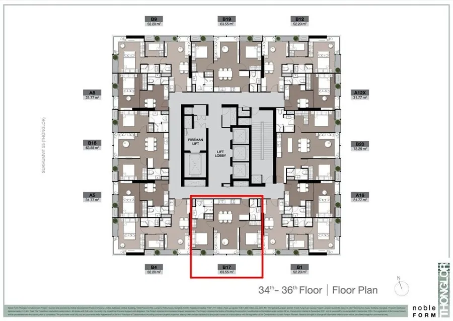Selling down payment Noble Form Thonglor, 36th floor, very high, amazing city view, excellent room plan, very worth booking