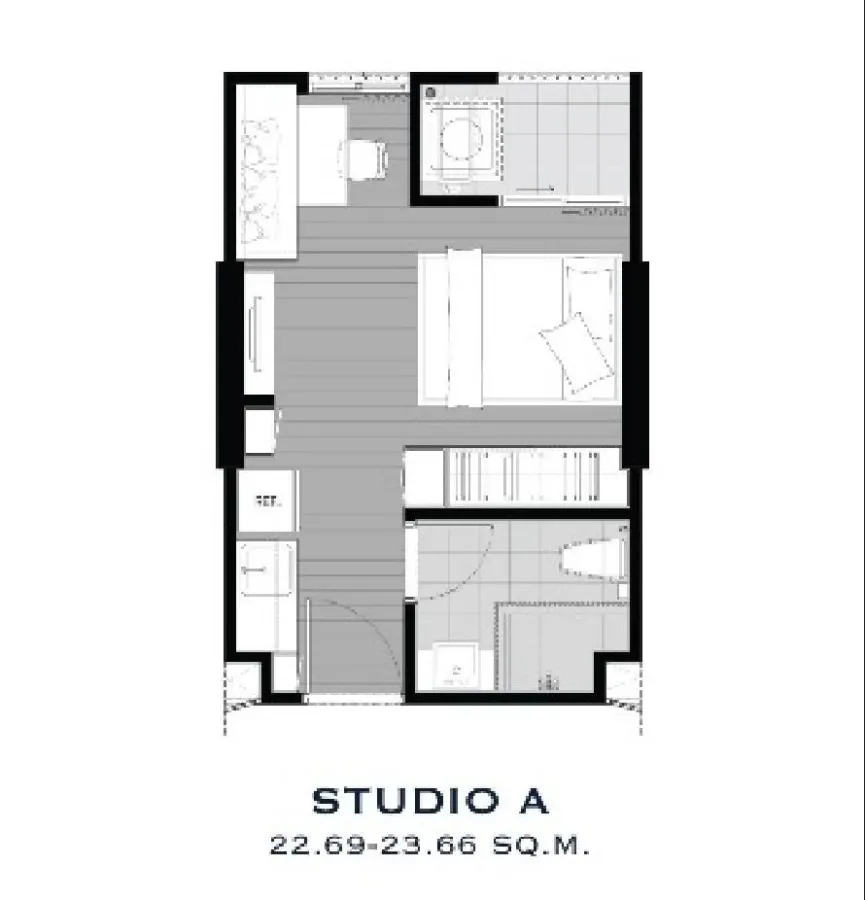 For rent, Chapter One The Campus Kaset, studio room, 5th floor, good height, complete amenities, reserve quickly.