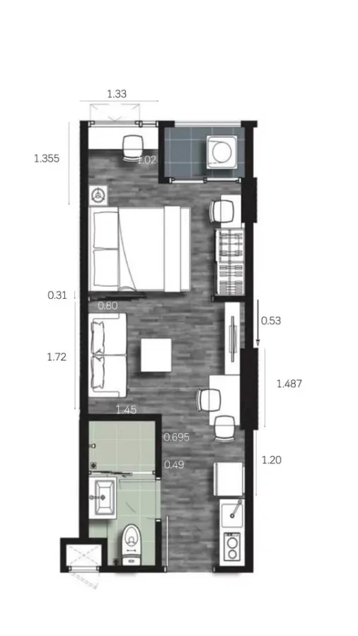 ขาย ริชพาร์ค เทอมินอล พหลโยธิน 59 1 ห้องนอน 1 ห้องน้ำ ชั้น 6 ขนาด 25 ตร.ม. อุปกรณ์อำนวยความสะดวกครบถ้วน เข้าอยู่ได้ทันที