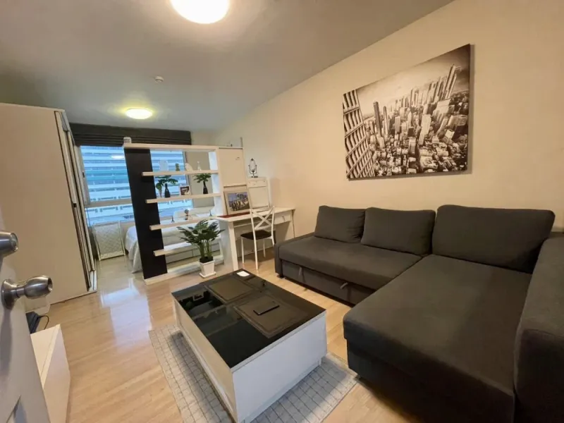 ขาย ให้เช่า Plum Condo Nawamin ชั้น 6 ห้องสวย ทำเลดี เฟอร์นิเจอร์ครบครัน ด้านขวาไม่ติดกับห้องไหน หิ้วกระเป๋าใบเดียวเข้าอยู่ได้เลย