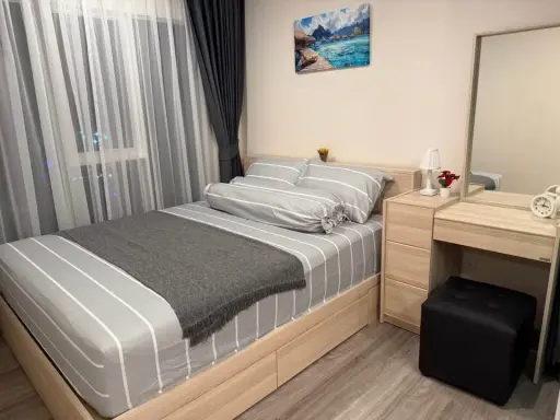 For rent: Regent Home Bangna, high floor room, decorated with beautiful SB furniture, complete set, complete electrical appliances, hurry up and grab