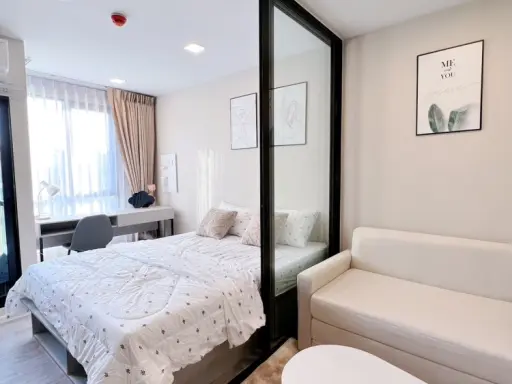 For rent, Kev Eva, partitioned room, beautifully decorated, white tone, clean, very inviting, can't reserve it anymore, hurry up.