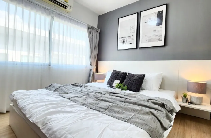 Condo for sale, A Space Sukhumvit 77, decorated in tone-controlled colors, open, fully furnished, reserve first, own first.