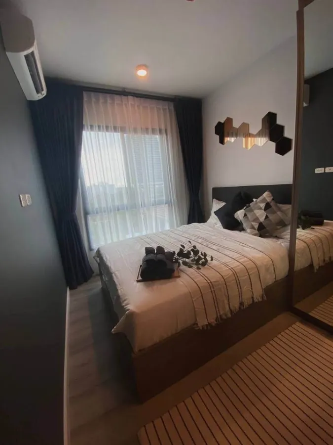 Condo for sale or rent, Notting Hill Sukhumvit 105, view facing outside the project. It has privacy and is nice to live in. Reserve quickly.