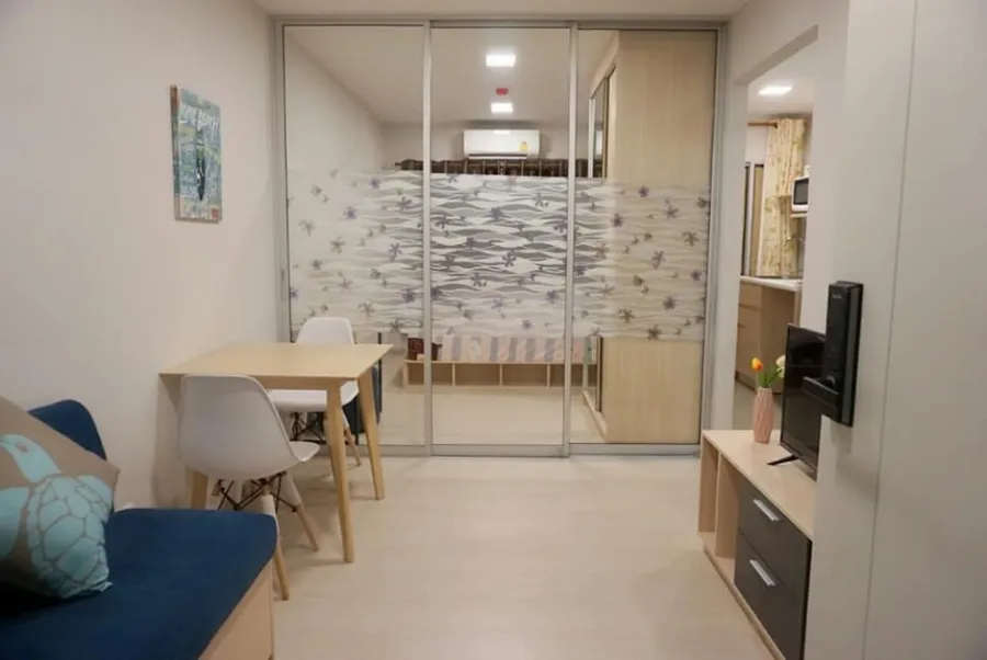Plum Condo Rangsit Alive 2 ให้เช่า ชั้น4 วิวนอก ระเบียงหันด้านทิศเหนือ ผนังที่ติดวอลแจ่มๆ ย้ายยเลย