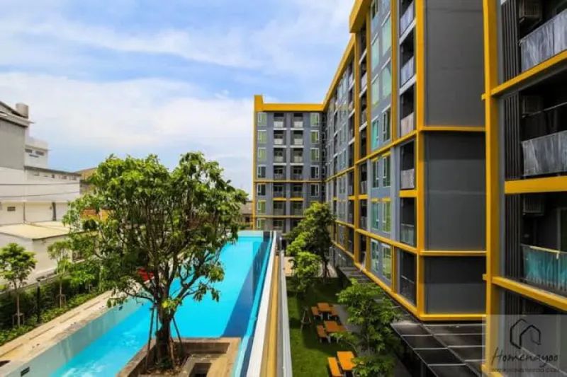 ห้องขนาด 23 ตร.ม แบ่งสัดส่วนห้องชัดเจน พร้อมเฟอร์ ห้ามพลาด เช่าเลยที่ Plum Condo Ram 60 Interchange