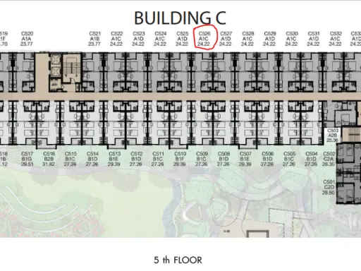 Sale down payment Kave Town Space, near Bangkok University, Rangsit, Building C, 5th floor, Room 526, size 24.22 sq m. Urgent sale.