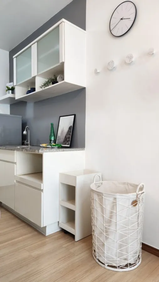 Condo for sale, A Space Sukhumvit 77, decorated in tone-controlled colors, open, fully furnished, reserve first, own first.