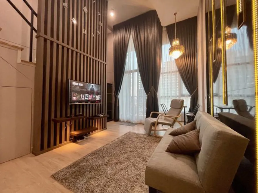 Condo for rent Knightsbridge Duplex Tiwanon, Duplex room, fully furnished, fully built-in Hurry up and reserve now.