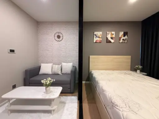 For rent: Wynn Ladprao-Chockchai 4, a lovely room decorated in a cool theme, with beautiful wallpaper and fully furnished. Reserve now!