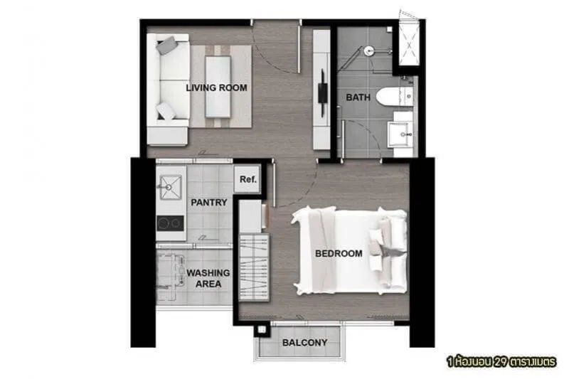 ขายดาวน์คอนโด เดอะ โพลิแทน อควา 1ห้องนอน ชั้น23 ขนาด29.8ตรม. วิวแม่น้ำเจ้าพระยา บรรยากาศดี จองด่วนน