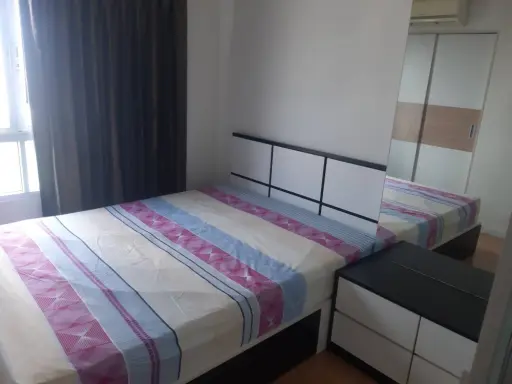 Condo for rent, Lumpini Ville Lat Phrao-Chokchai 4, corner room, fully furnished. Just carry your bag and move in.