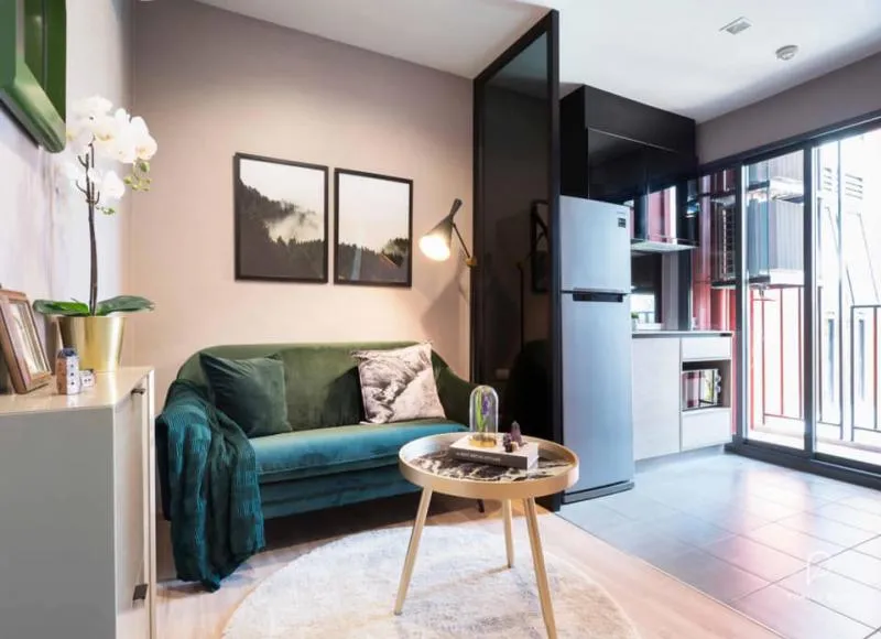 ถูกมากก!! THE BASE Garden พระราม9 แต่งครบ ดีไซน์สวยด้วย Interior designer + เครื่องใช้ไฟฟ้า เช่าเลยย