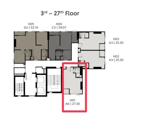 Condo for sale by down payment: Cobe Ratchada Rama 9, largest studio unit on the 27th floor with great views. Special price available! Book now! images
