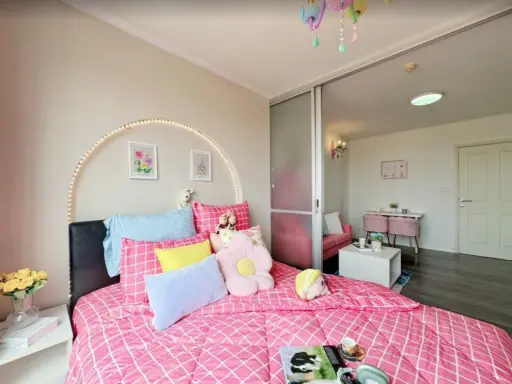 For sale, for rent!! D Condo Campus Resort ABAC Bangna Abac 8th floor, Building C, beautifully decorated room, fully furnished, don't miss it!!