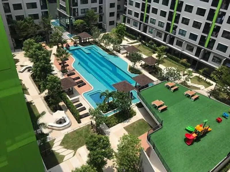 For rent!! Condo Grene Don Mueang-Songprapha, 2nd floor, decorated with marble walls throughout the room. Don't miss it!!