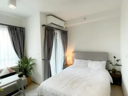 Condo for rent Chapter One Eco Ratchada-Huay Kwang. very nice decorated room Minimal style white tone room Suitable for chic people