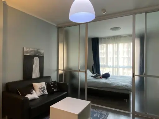 For rent, D Condo Campus Rangsit Phase 1, 5th floor, partition room, fully furnished. Ready to move in immediately. Book now. Hurry up.