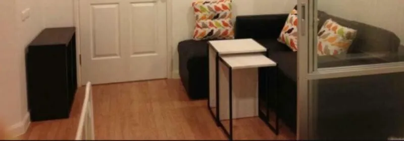 For Rent Lumpini Ville Chaengwatthana Pakkret กั้นห้องเรียบร้อย มุมนั่งเล่นสบายๆ โซฟานุ่มๆ