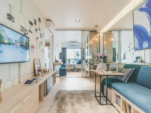 วิวสระ ห้องสวยแต่งครบ เฟอร์ครบ พร้อมหิ้วกระเป๋าเข้าอยู่ได้เลย Plum Condo Rangsit Alive 1 ให้เช่า images