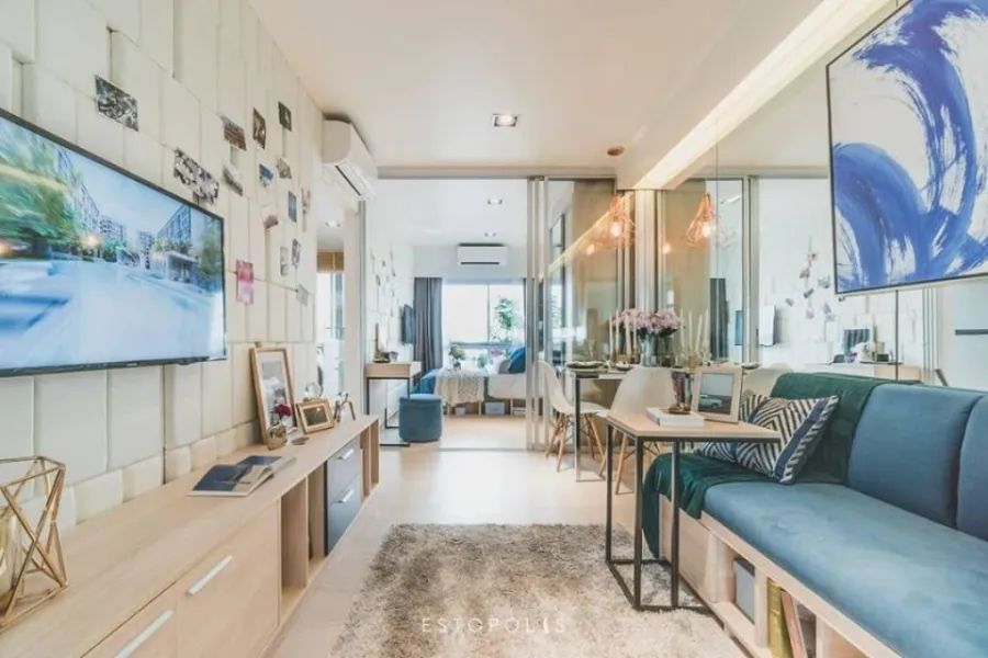 วิวสระ ห้องสวยแต่งครบ เฟอร์ครบ พร้อมหิ้วกระเป๋าเข้าอยู่ได้เลย Plum Condo Rangsit Alive 1 ให้เช่า